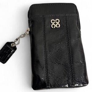 Coach‎ Black Patent Leather Mini Coin Pouch Cardholder Organizer Accessory